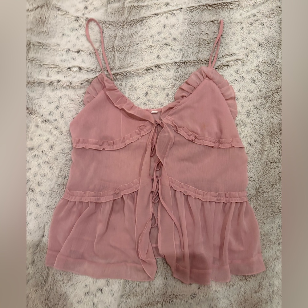 Pink Ruffle Women Top